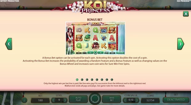 Аппарат Koi Princess - игровая функция Игровая функция в аппарате Koi Princess