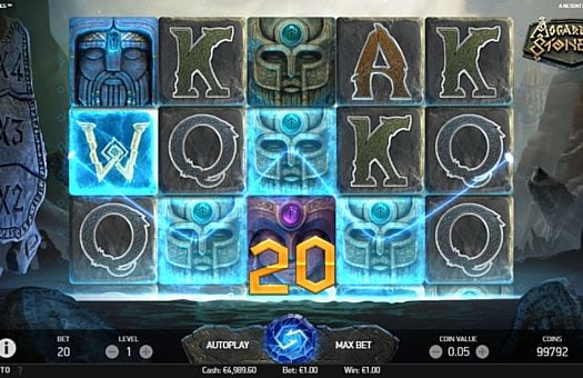 Игровой автомат Asgardian Stones - призовая комбинация на линии Призовая комбинация на линии в игровом автомате Asgardian Stones
