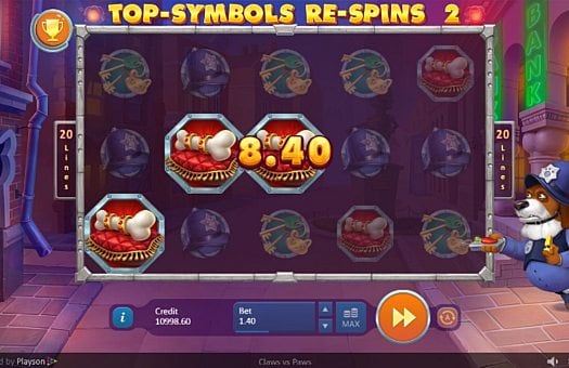 Игровой автомат Claws vs Paws - призовая комбинация на линии Призовая комбинация на линии в игровом автомате Claws vs Paws