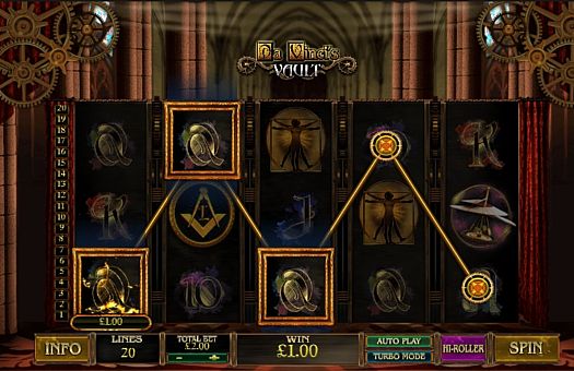 Игровой автомат Da Vinci’s Vault - призовая комбинация на линии Призовая комбинация на линии в игровом автомате Da Vinci’s Vault
