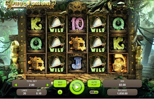 Игровой автомат Diego Fortune - призовая комбинация с диким знаком Призовая комбинация с диким знаком в игровом автомате Diego Fortune