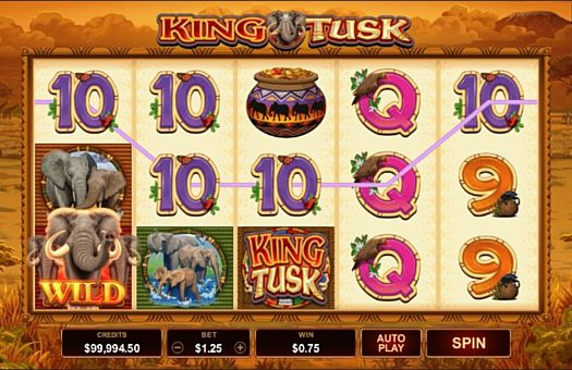 Игровой автомат King Tusk - призовая комбинация символов Призовая комбинация символов в игровом автомате King Tusk