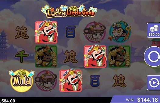 Игровой автомат Lucky Little Gods - призовая комбинация на линии Призовая комбинация на линии в игровом автомате Lucky Little Gods