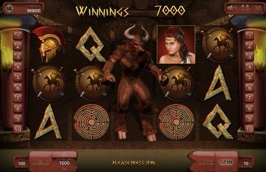 Игровой автомат Minotaurus - выпадение дикого символа Выпадение дикого символа в игровом автомате Minotaurus