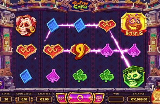 Игровой автомат Pumpkin Smash - призовая комбинация на линии Призовая комбинация на линии в игровом автомате Pumpkin Smash