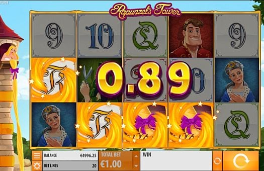 Игровой автомат Rapunzel’s Tower - призовая комбинация на линии Призовая комбинация на линии в игровом автомате Rapunzel’s Tower