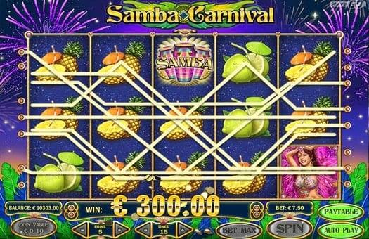 Игровой автомат Samba Carnival - выигрышные комбинации символов Выигрышные комбинации символов игрового автомата Samba Carnival
