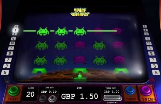 Игровой автомат Space Invaders - призовая комбинация Призовая комбинация в игровом автомате Space Invaders