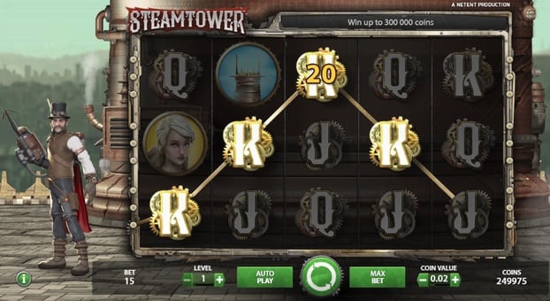 Игровой автомат Steam Tower - призовая комбинация Призовая комбинация в игровом автомате Steam Tower