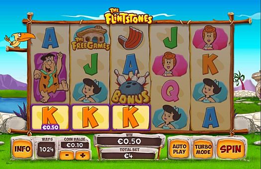 Игровой автомат The Flintstones - призовая комбинация символов Призовая комбинация символов в игровом автомате The Flintstones