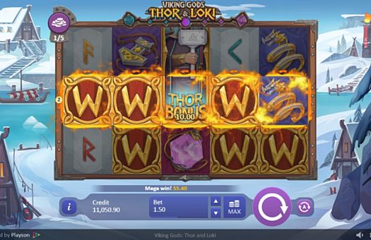 Игровой автомат Viking Gods: Thor and Loki - призовая комбинация символов Призовая комбинация символов в игровом автомате Viking Gods: Thor and Loki