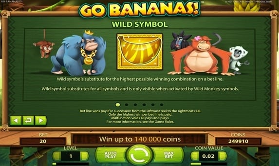 Онлайн аппарат Go Bananas! - символ Wild Символ Wild в онлайн аппарате Go Bananas!