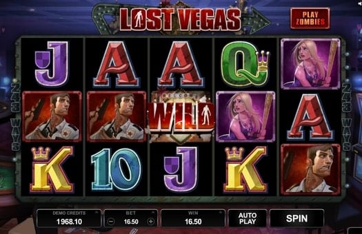 Онлайн аппарат Lost Vegas - комбинация с диким символом Комбинация с диким символом в онлайн аппарате Lost Vegas