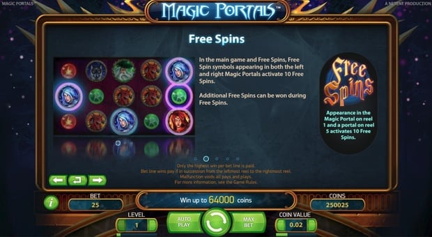 Онлайн аппарат Magic Portals - правила фриспинов Правила фриспинов в онлайн аппарате Magic Portals