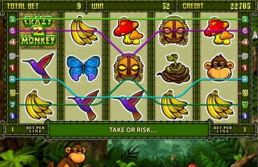 Онлайн автомат Crazy Monkey 2 - комбинации символов на линиях Комбинации символов на линиях онлайн автомата Crazy Monkey 2