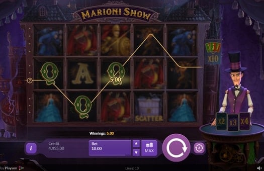 Онлайн автомат Marioni Show - выигрышная комбинация Выигрышная комбинация в онлайн автомате Marioni Show
