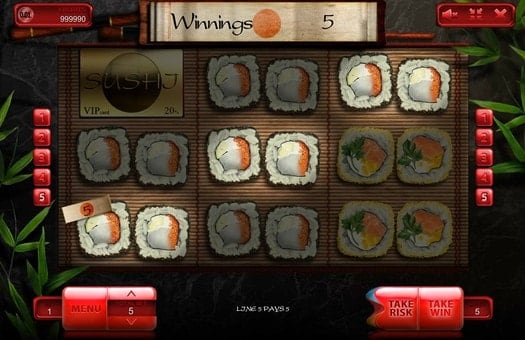 Онлайн автомат Sushi - выпадение выигрышной комбинации Выпадение выигрышной комбинации в онлайн автомате Sushi