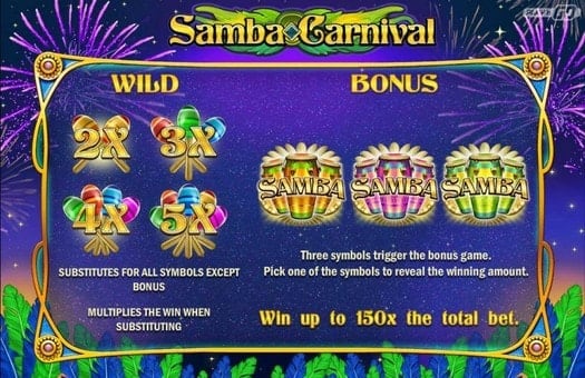 Выигрышные комбинации символов игрового автомата Samba Carnival Символы и коэффициенты онлайн автомата Samba Carnival