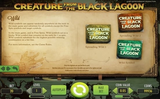 Онлайн слот Creature from the Black Lagoon - дикий знак Дикий знак в онлайн слоте Creature from the Black Lagoon