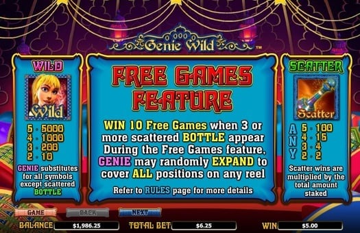 Слот Genie Wild - дикий символ, скаттер и правила фриспинов Дикий символ, скаттер и правила фриспинов в слоте Genie Wild