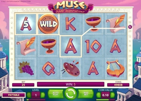 Слот Muse: Wild Inspiration - выигрышная комбинация с диким знаком Выигрышная комбинация с диким знаком в слоте Muse: Wild Inspiration