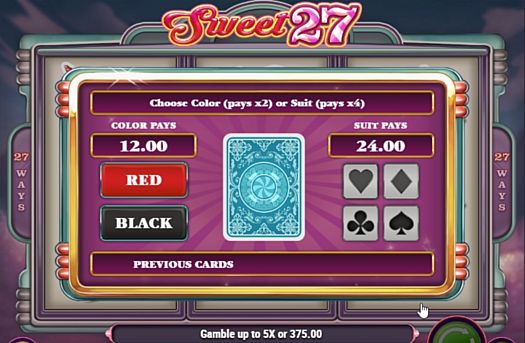 Слот Sweet 27 - игра на удвоение Игра на удвоение в слоте Sweet 27